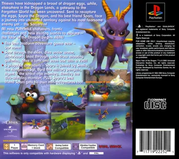 Spyro - Year of the Dragon (US) box cover back